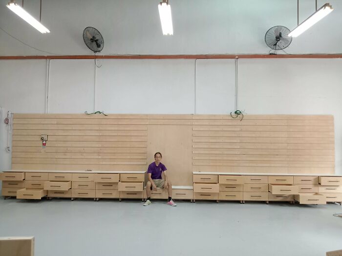 Only My Second Cabinet Ever, And It Had To Be Massive 28 Foot Wall Unit For The Shop I Work At