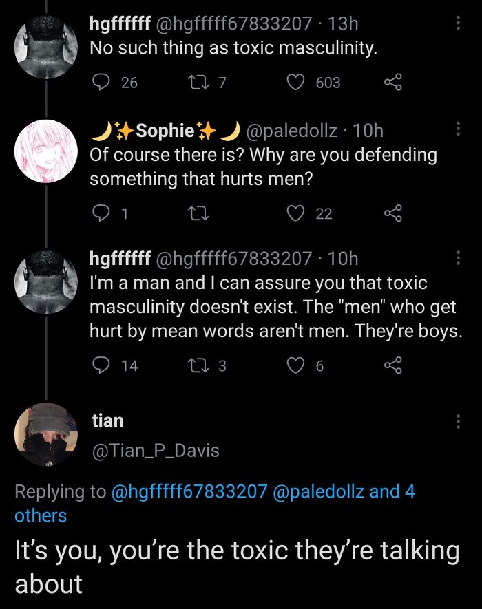 Ah Yes The Classic "Words Dont Hurt Men" Stereotype