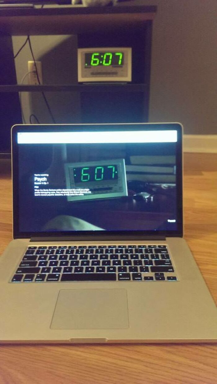 Watching Netflix When I Noticed I Had The Exact Same Digital Clock As A TV Show I Was Watching... And It Happened To Be The Same Time!