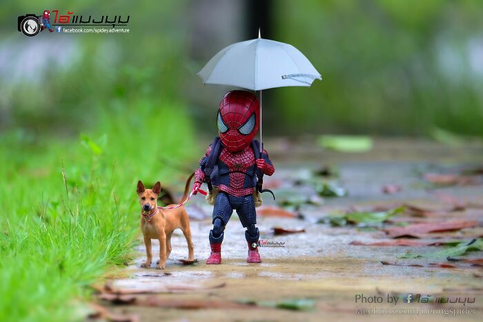 Artist Puts Baby Spider-Man And Animals In The Funniest Scenes (50 New Pics)