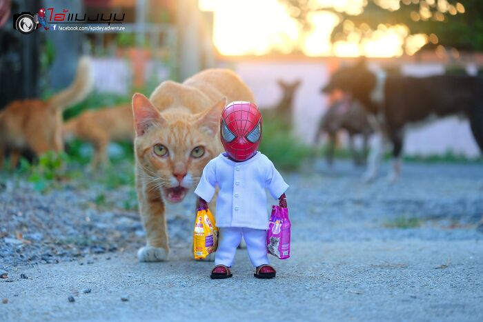 Artist Puts Baby Spider-Man And Animals In The Funniest Scenes (50 New Pics)