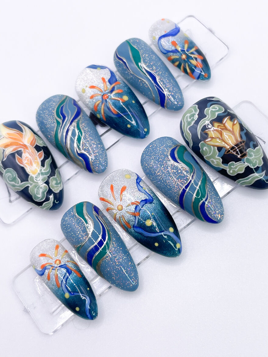 Genshin Impact - Lantern Rite Event Inspired Nail Art Set