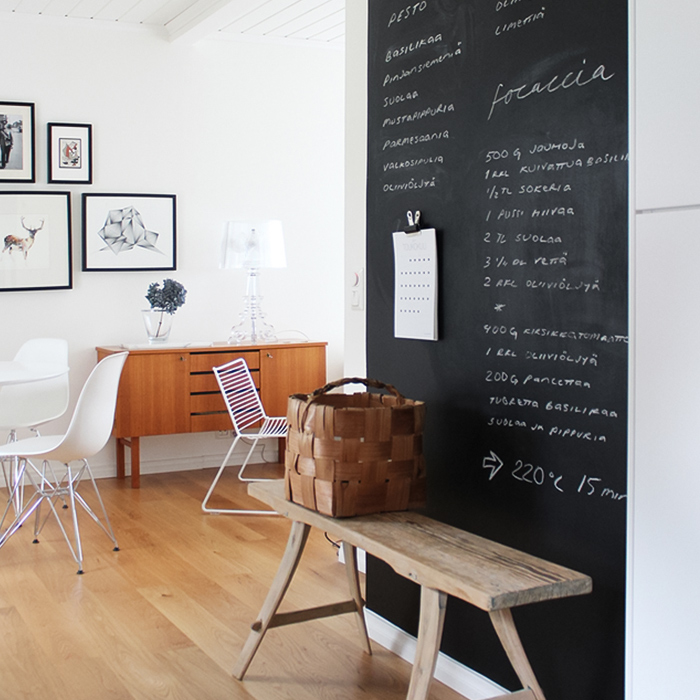 Floor to ceiling chalkboard wall inside room