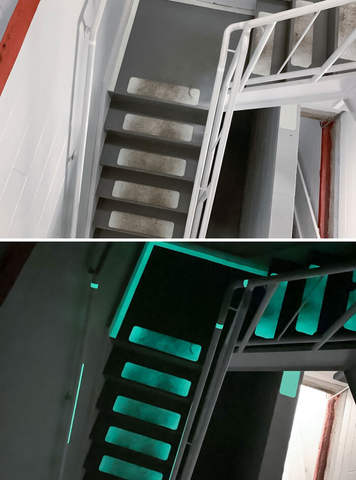 These "Glow In The Dark" Stair Stickers At My Work