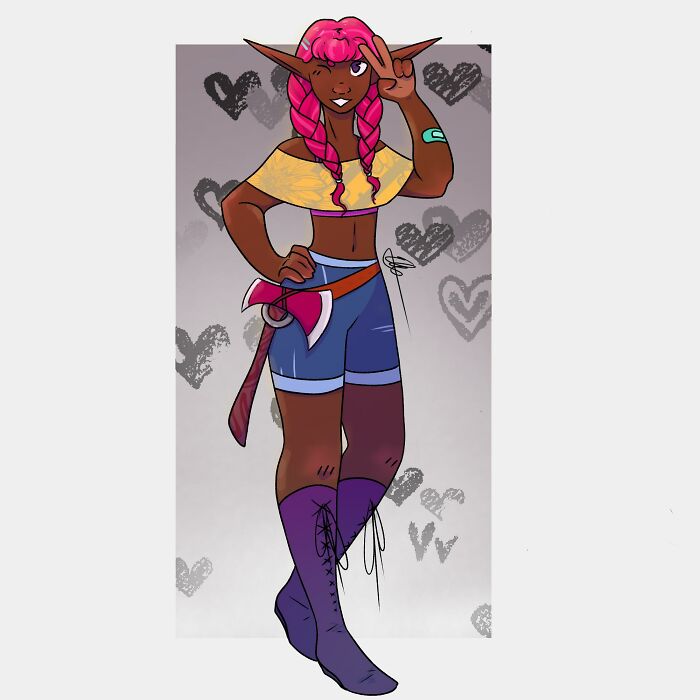 Her Name Is Jade! Also All My Other Drawings Feel Really Desaturated When I Look At Them Next To Her Lol