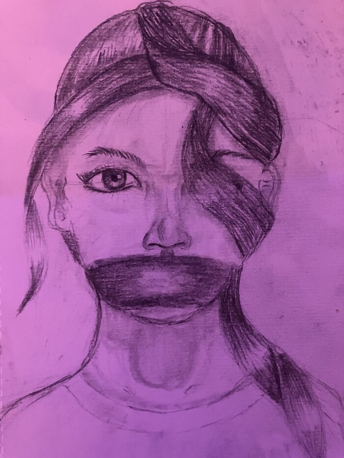 I Tried To Draw A Face But I Failed😂 My Solution Was To Cover Up The Rest Of It With Hair