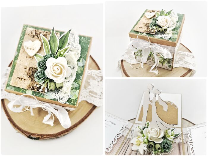 Exploding Box For A Wedding, With Best Wishes And $$ Gift For The Newlyweds Inside