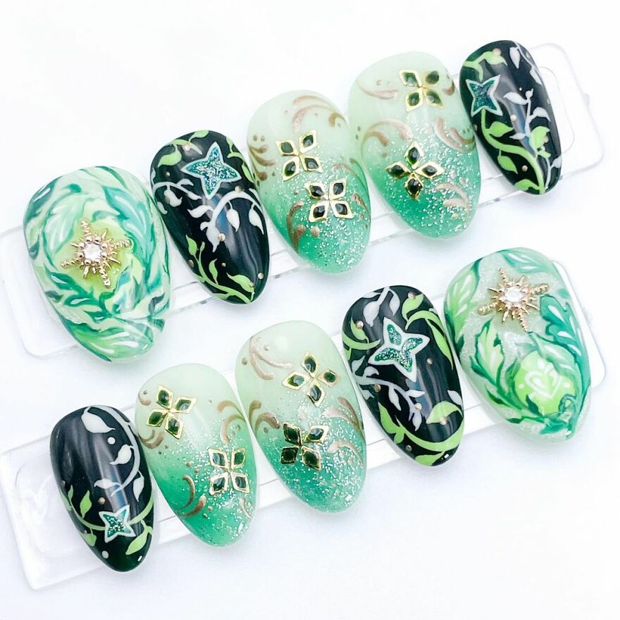 Genshin Impact- Nahida Inspired Nail Art Set