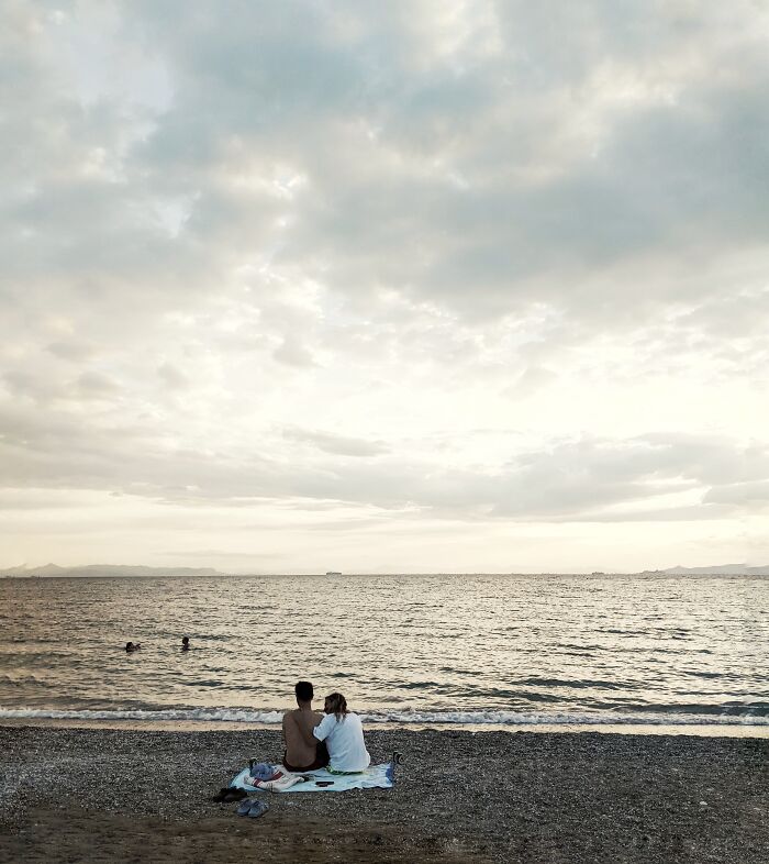 Lovers Enjoy The Sunset