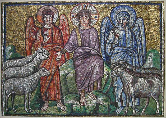 Byzantine mosaic depicting separation of sheep and goats, an intriguing useless fact to impress your friends.
