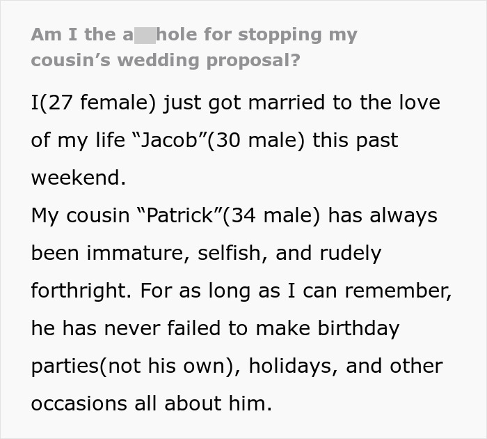 Bride Outsmarts Cousin Who Wanted To Propose At Her Wedding