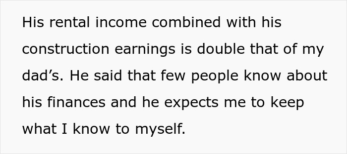 Text showing a daughter revealing her fianc&eacute;&rsquo;s earnings after family rejects him, highlighting financial tensions.