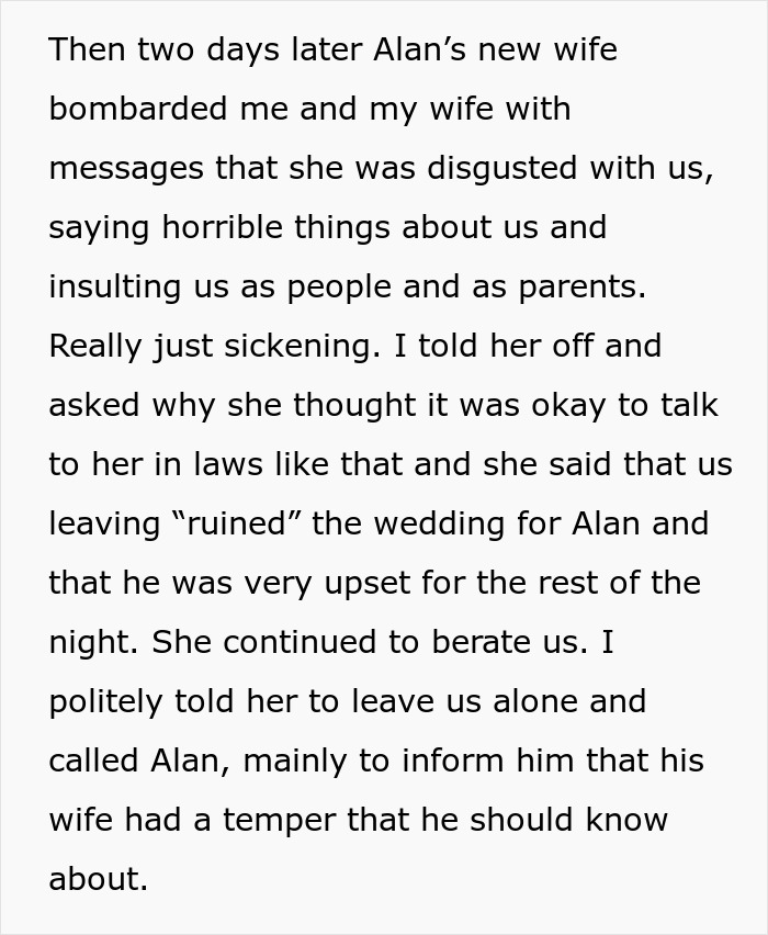 “His Wife Had A Temper He Should Know About”: Parents Berated For Leaving Son’s Wedding Early “His Wife Had A Temper He Should Know About”: Parents Berated For Leaving Son’s Wedding Early