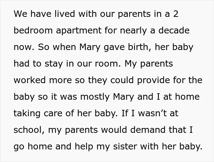 Family Expects This Woman To Delay College To Help With Her Sister's Baby