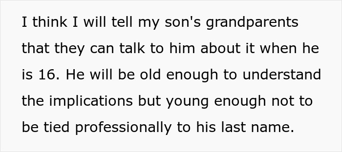 Text message about telling son's grandparents to discuss inheritance when he is 16, related to rich grandparents promise.