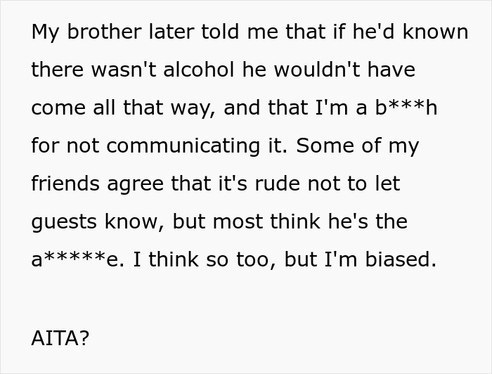 Family Livid Daughter Didn't Inform Them That There Would Be No Alcohol At Her House Family Livid Daughter Didn't Inform Them That There Would Be No Alcohol At Her House