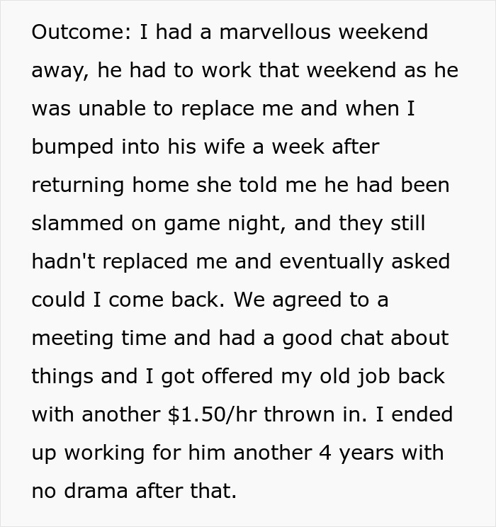 Person Quits On The Spot After Boss Changes Their Mind About Their Weekend Off