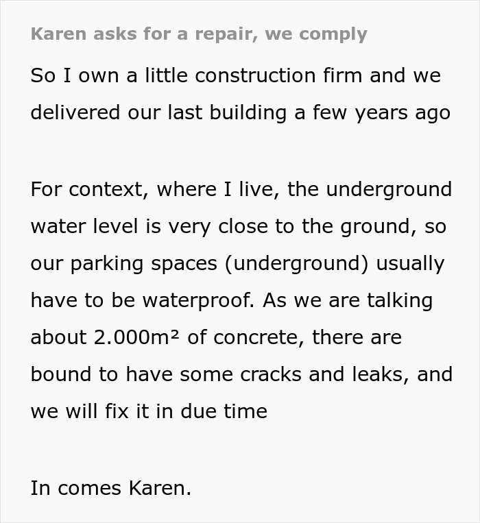 Karen Demands To Have The Crack In Her Parking Spot Filled Now, The Workers Maliciously Comply