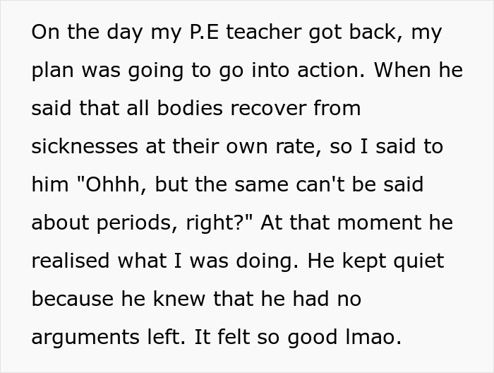 GF Finds A Perfect Way To Embarrass P.E. Teacher For Berating Her BF For His Period