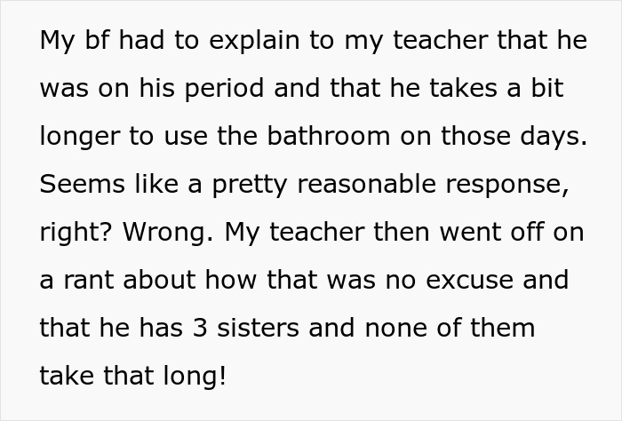 GF Finds A Perfect Way To Embarrass P.E. Teacher For Berating Her BF For His Period