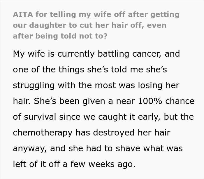 &ldquo;Not Sure If I Can Move Past This&rdquo;: Dad Furious After Wife Pressures Daughter To Shave Her Head