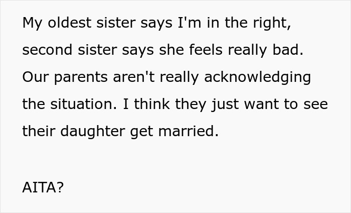 Woman Decides To Skip On Sister’s Child-Free Wedding And Be The Babysitter, Enraging The Bride Woman Decides To Skip On Sister’s Child-Free Wedding And Be The Babysitter, Enraging The Bride