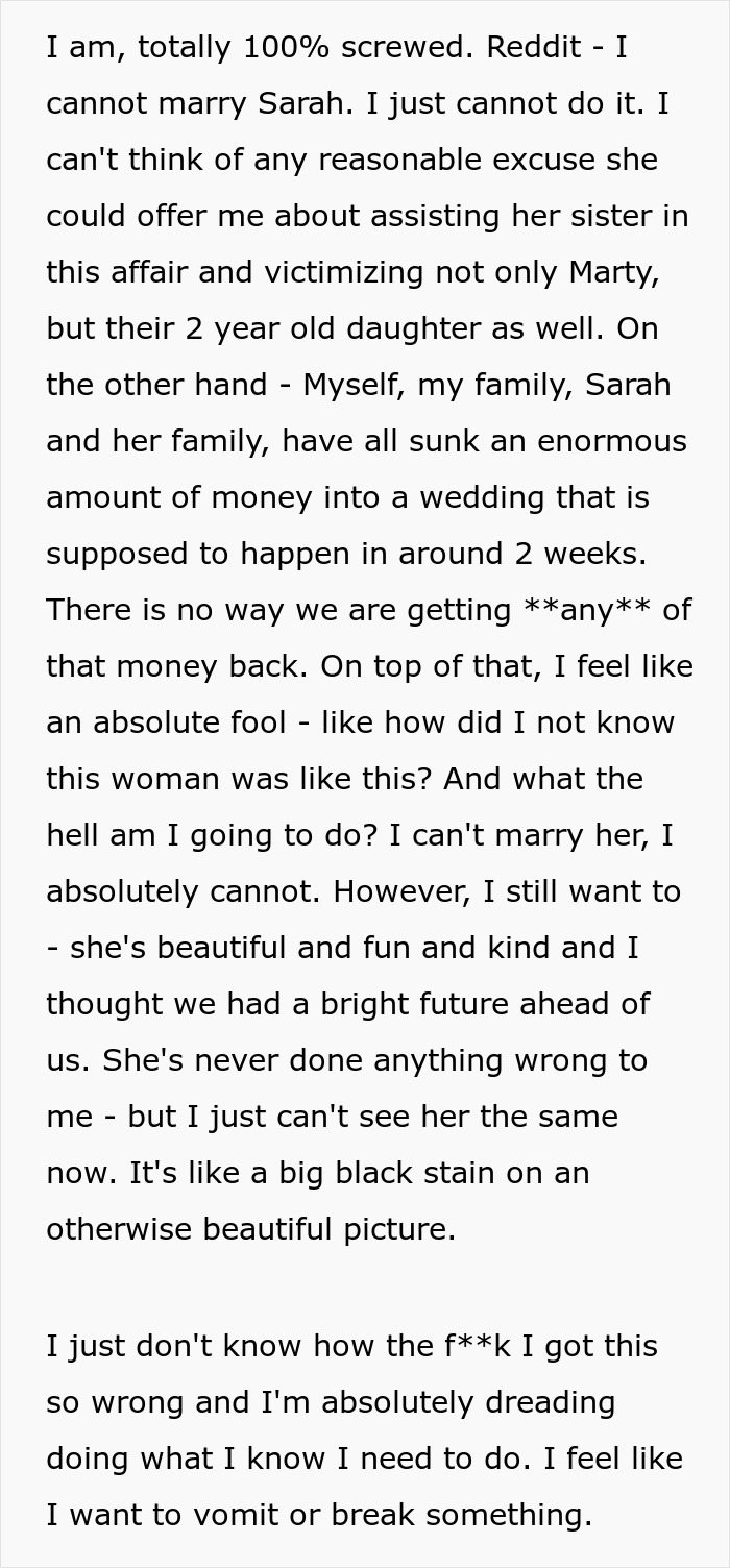 &ldquo;I Find It Repulsive&rdquo;: Guy Cancels Wedding After Uncovering Fianc&eacute;e And Her Sister&rsquo;s Secret