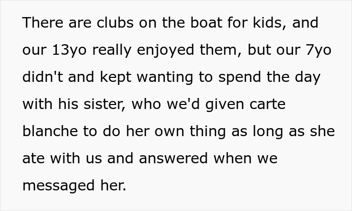 Teen Doesn&rsquo;t Mind Spending Time With 7YO Brother On A Cruise, Mom&rsquo;s Livid Dad Rewarded Her For It