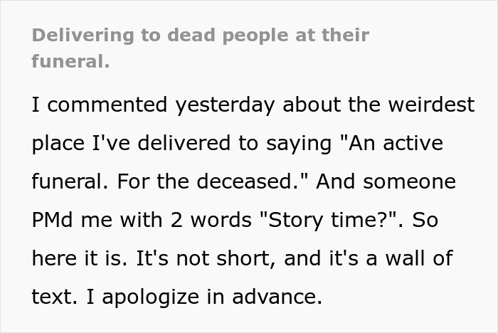 Internet Collectively In Tears After Driver Shares Touching Story Of Delivering Food To A Funeral Internet Collectively In Tears After Driver Shares Touching Story Of Delivering Food To A Funeral