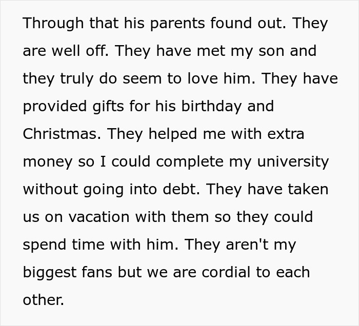Text describing rich grandparents providing gifts and financial help for their grandchild&rsquo;s education and vacations.