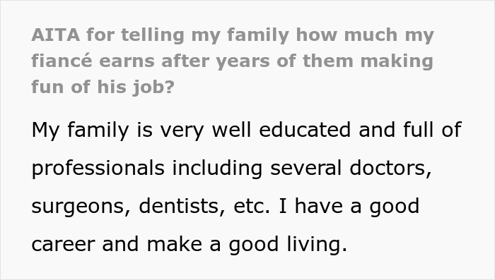 Text excerpt from a personal story about family rejecting daughter&rsquo;s fianc&eacute; and revealing his earnings after years of criticism.