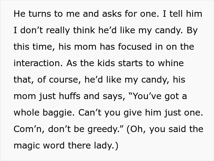 Mom Demands Stranger Share Her Candy With Her Kid, Regrets It After The Kid's Face Goes Red