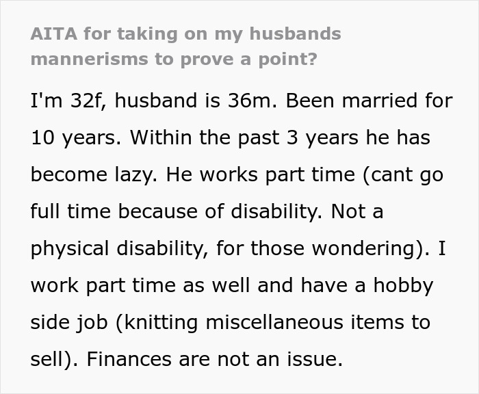 Woman Wonders If She Went Too Far Mimicking Lazy Husband’s Actions To Teach Him A Lesson Woman Wonders If She Went Too Far Mimicking Lazy Husband’s Actions To Teach Him A Lesson