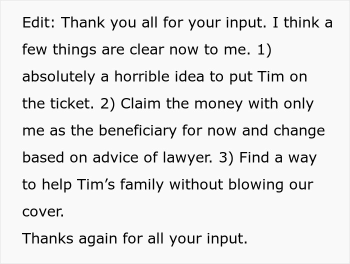 Woman Doesn't Want To Share Lottery Winnings With Husband's Friend, Gets Told To Stay Wary Woman Doesn't Want To Share Lottery Winnings With Husband's Friend, Gets Told To Stay Wary