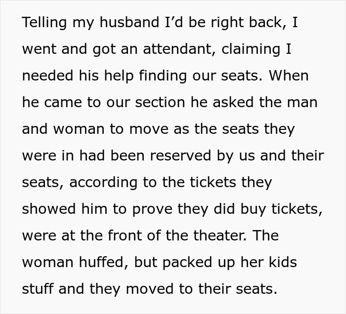 Couple Reserves Movie Theatre Seats, Finds Them Occupied By A Family With A Baby, Has None Of It Couple Reserves Movie Theatre Seats, Finds Them Occupied By A Family With A Baby, Has None Of It
