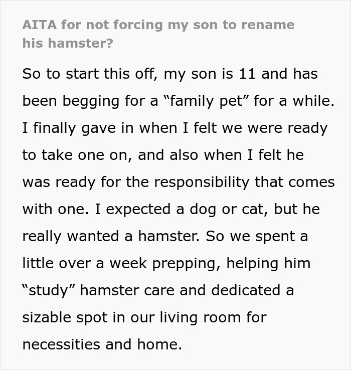 Parent Won&rsquo;t Make Son Change Hamster's Name Which SIL Wants For Her Child, She Absolutely &ldquo;Blows Up&rdquo;