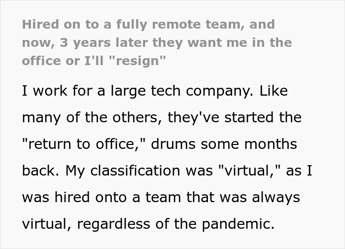 Worker Given 90 Days To Return To Office Or Be Terminated, Refuses To Go Down Without A Fight