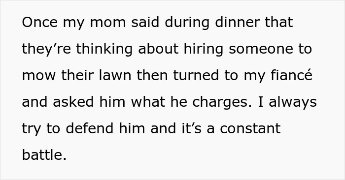 Text about family rejecting daughter&rsquo;s fianc&eacute; and reveal of his earnings causing constant battle.