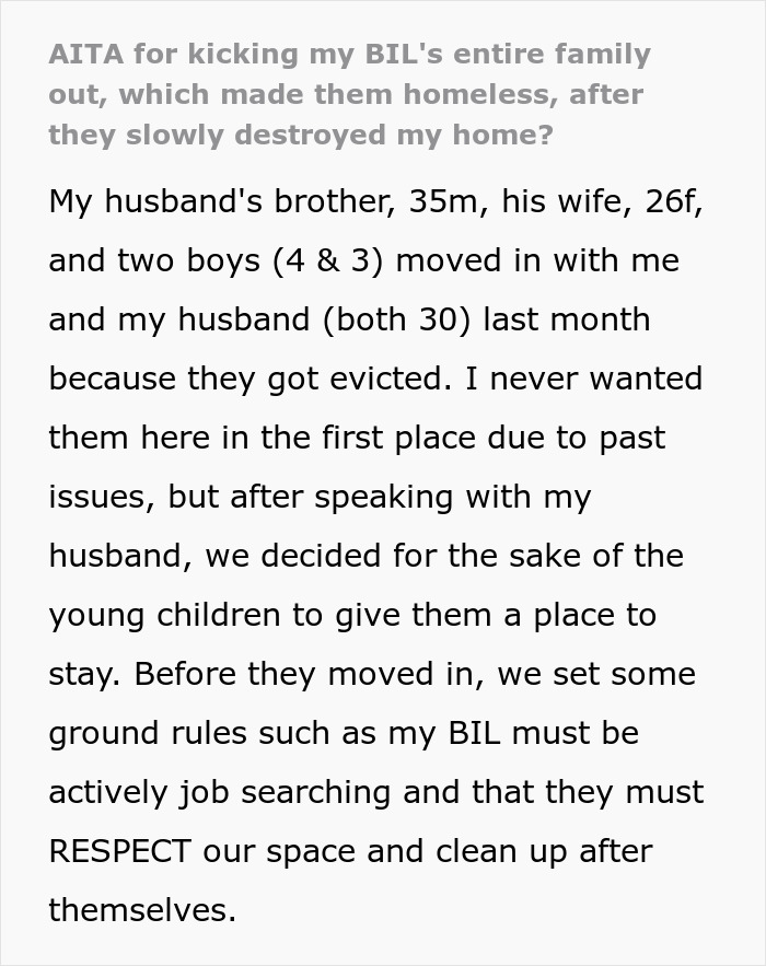 Woman Can't Stand Her BIL's Family Destroying Her Home, Kicks Them Out And Makes Them Homeless Woman Can't Stand Her BIL's Family Destroying Her Home, Kicks Them Out And Makes Them Homeless