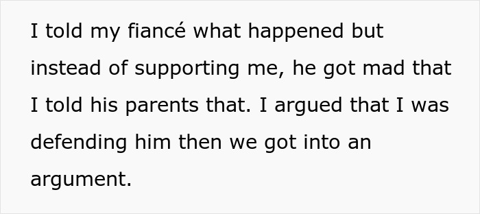 Text excerpt about fianc&eacute; and argument, highlighting family rejection and revealing fianc&eacute;&rsquo;s earnings conflict.