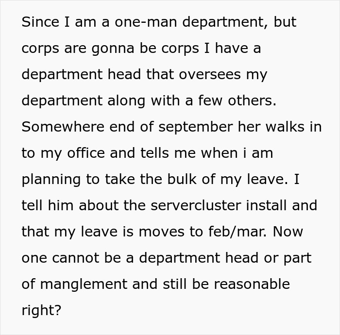 Boss Fails To Do His Part Of Vacation Deal With Employee, Ends Up Getting A Taste Of His Own Medicine