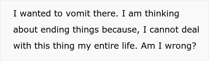 Text message about ending a relationship due to hygiene concerns.