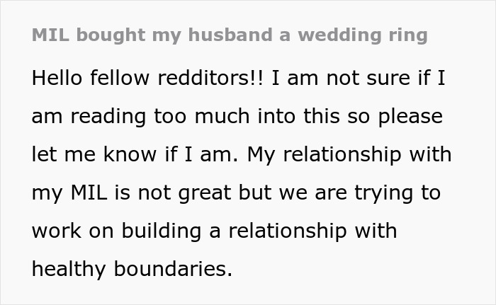 Mom Buys Her Son A Backup Wedding Band 3 Months After Wedding, Wife Is Baffled And Vents Online