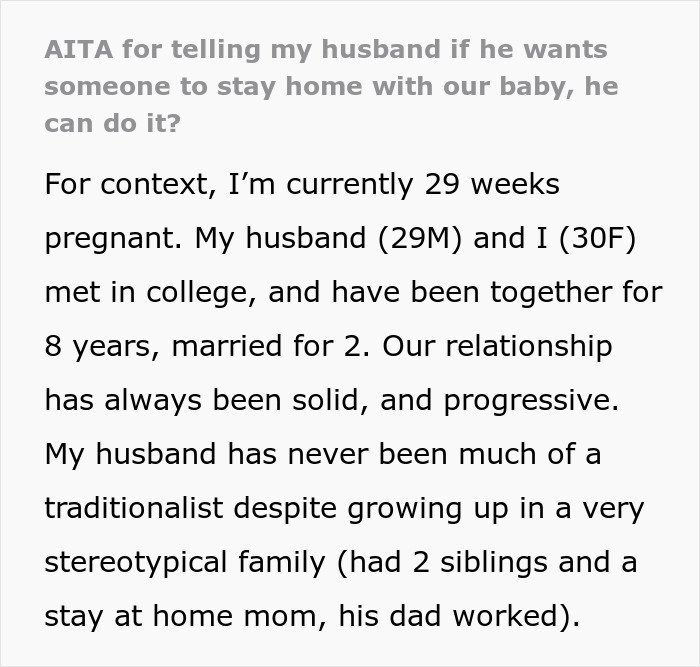 Pregnant Woman Gives Spouse A Wake-Up Call Over His Idea Of Her Being A Stay-At-Home Mom