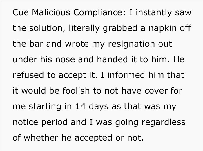 Person Quits On The Spot After Boss Changes Their Mind About Their Weekend Off