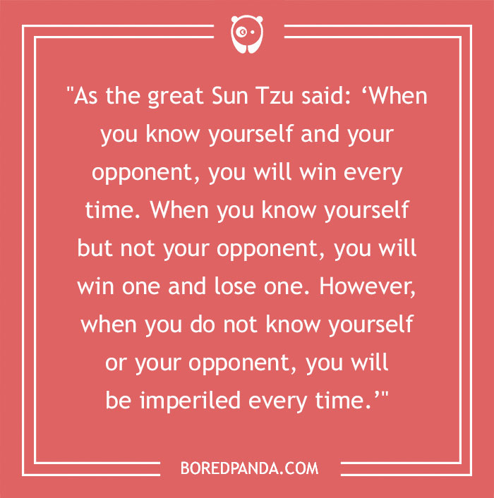 Sun Tzu life quote on knowing yourself and your opponent, featured in Bruce Lee quotes for inspiration today. - 33