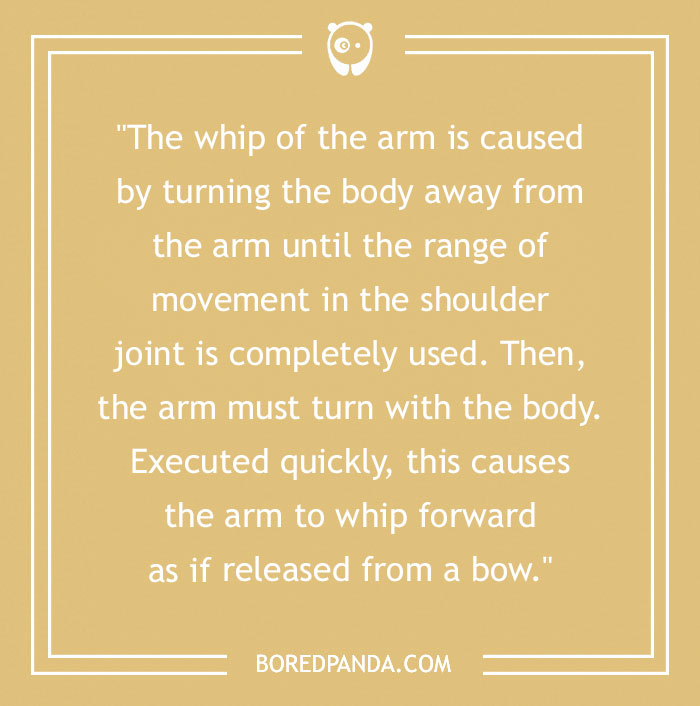 Bruce Lee quote about martial art explaining the arm movement technique for powerful and quick strikes in martial arts. - 40