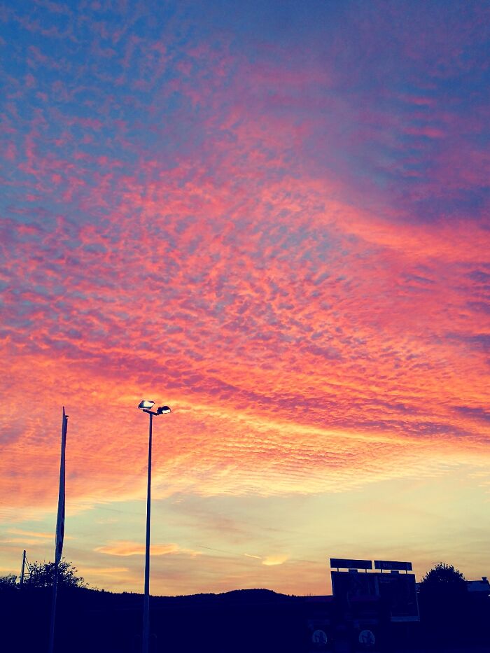Summer Evening With Stunning Red Clouds