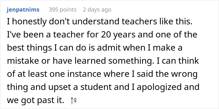 GF Finds A Perfect Way To Embarrass P.E. Teacher For Berating Her BF For His Period