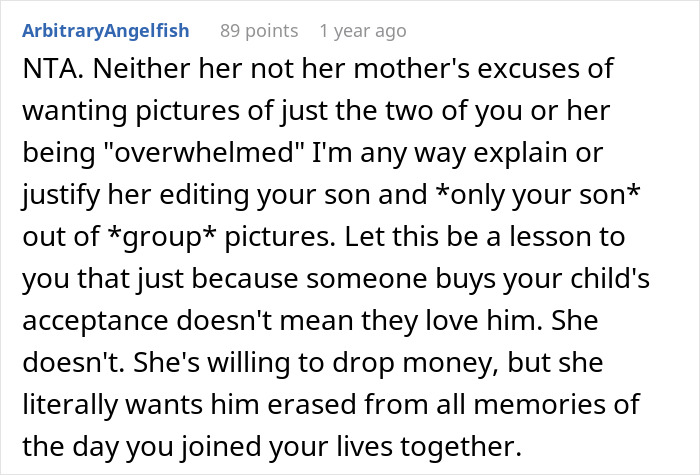 "She Hasn't Stopped Crying": Man Cancels Honeymoon After Wife Edited His Son Out Of Wedding Pics